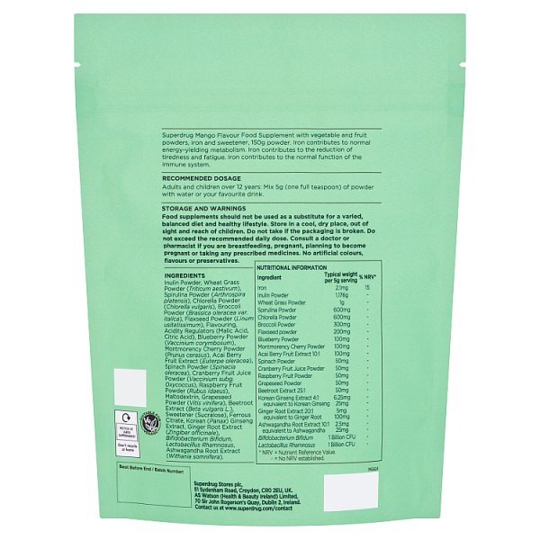 Superdrug Super Greens Powder 150g