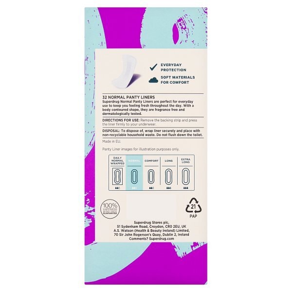 Superdrug Normal Pantyliner x32