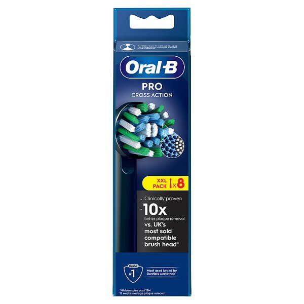 Oral-B Pro Cross Action Black Toothbrush Heads, 8 Counts