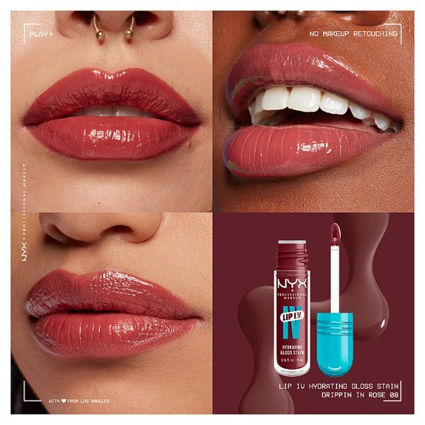 NYX Professional Makeup Lip IV Hydrating Lip Stain Gloss Dripping Rose