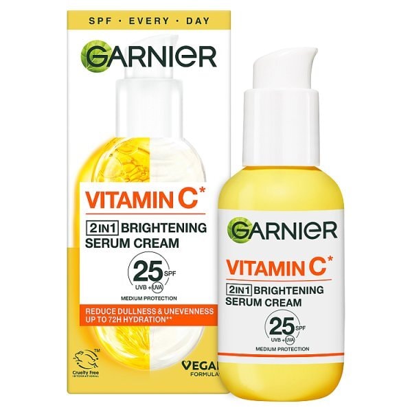 Garnier Vitamin C Serum Cream 2in1 Formula With 20% Vitamin C serum & SPF25 Moisturiser 50ml