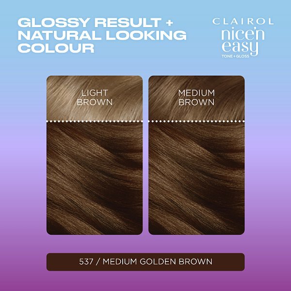 Clairol Nice'n Easy Tone+Gloss Semi-Permanent Hair Dye Med Gold Brown