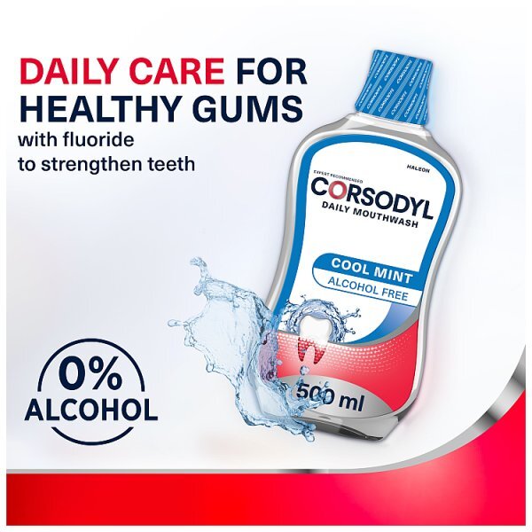 Corsodyl Daily Alcohol Free Mouthwash Cool Mint 500ml