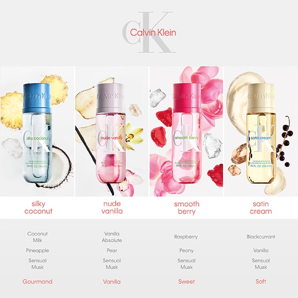 Calvin Klein Silky Coconut Hair & Body Perfume Mist 236ml & 100ml Bundle