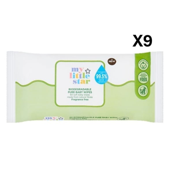 Superdrug My Little Star Biodegradable Pure Baby Wipes 60 x9 Bundle