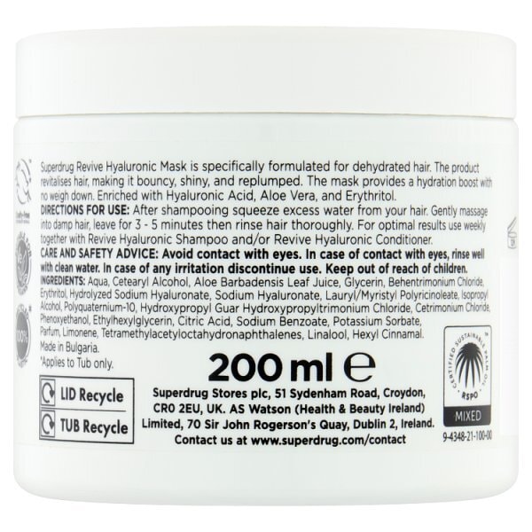 Superdrug Revive Hyaluronic Hair Mask 200ml
