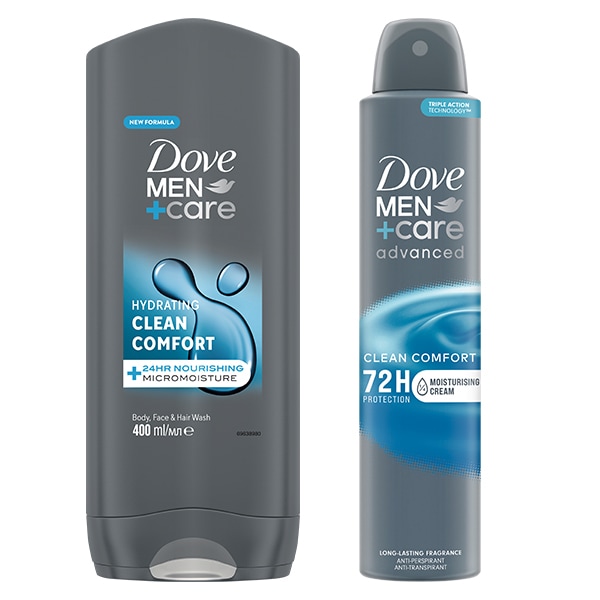 Dove Men+ Care Clean Comfort Wash & Spray Bundle