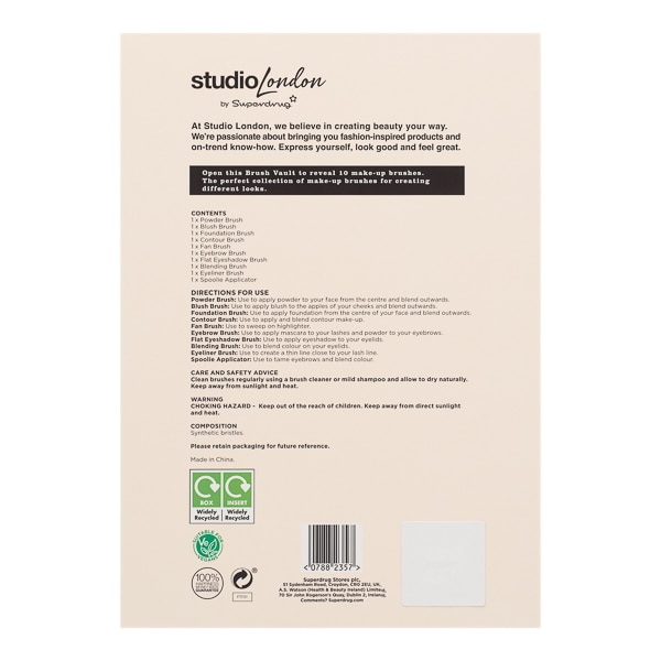 Superdrug Studio London 10 Piece Brush Vault Set
