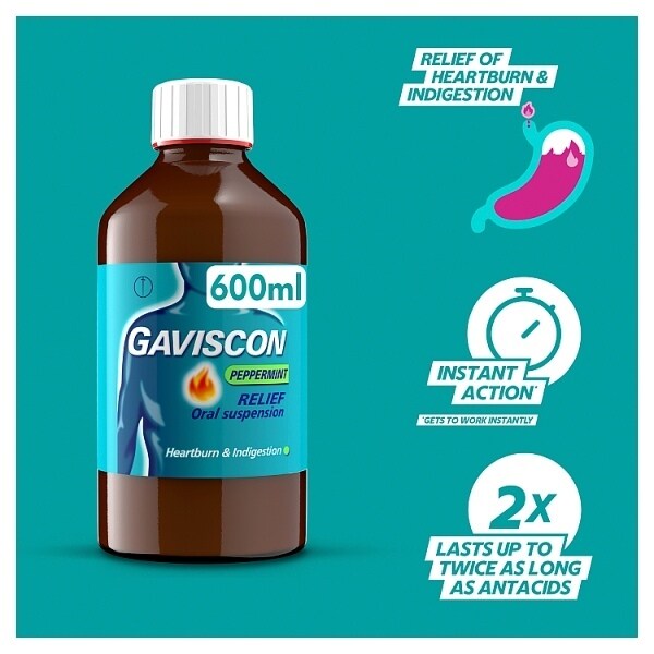 Gaviscon Liquid Heartburn & Indigestion Peppermint 600ml