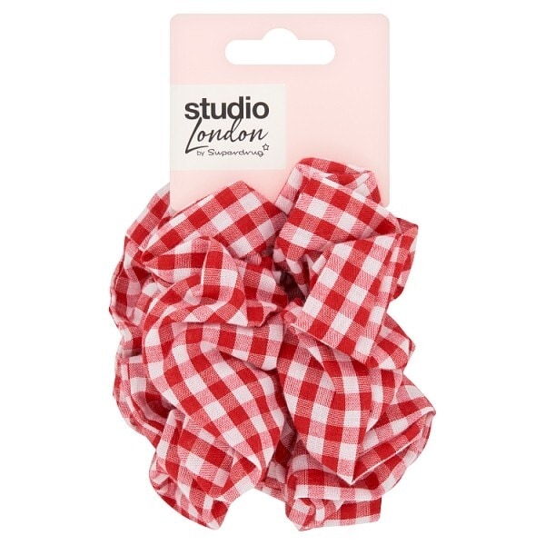 Studio London Gingham Scrunchies 2pk Red