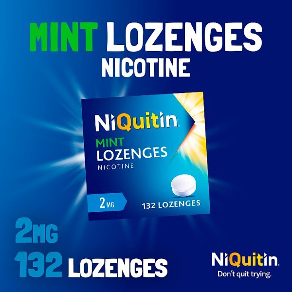 NiQuitin Mint 2mg Lozenges, 132 Lozenges- Quit Smoking Aid