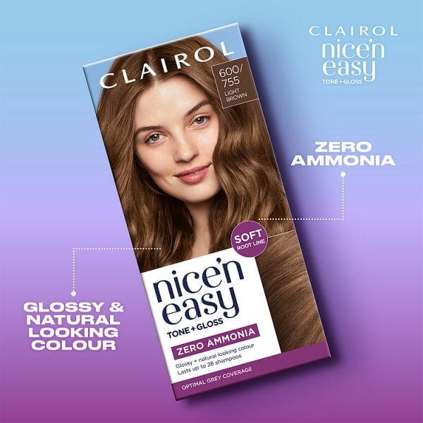 Clairol Nice'n Easy Tone+Gloss Semi-Permanent Hair Dye Light Brown