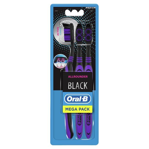 Oral-B All Round Black 40 Med Manual Toothbrush Triple Pack