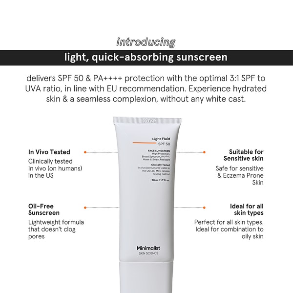 Minimalist Light Fluid SPF 50 Face Sunscreen 50ML
