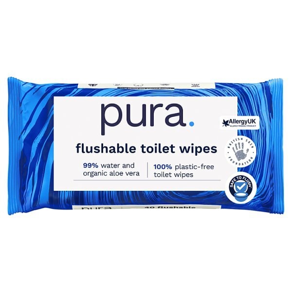 DNR Pura Premium Flushable Moist Toilet Tissue Wipes, 40 Wipes