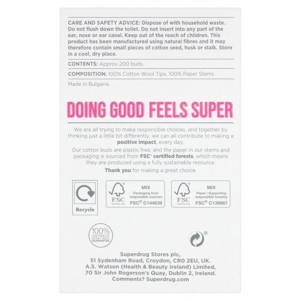 Superdrug Cotton Wool Buds - 200 Buds