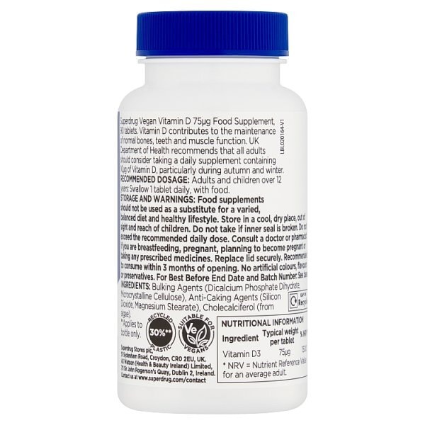 Superdrug High Strength Vegan Vitamin D3 75æg 90s