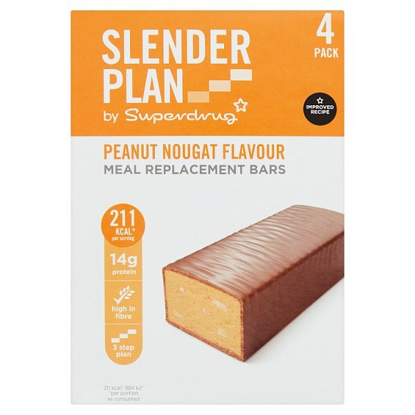 Superdrug Slenderplan Peanut Nougat Bars  x 4