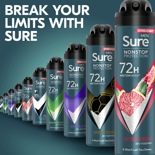 Sure Mens Anti-Perspirant Aerosol Ultra Fresh Nonstop 150ml