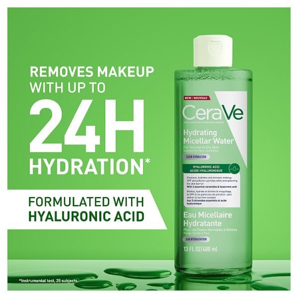 CeraVe Hydrating Micellar Water 24hr Hydration, Hyaluronic Acid 400ml