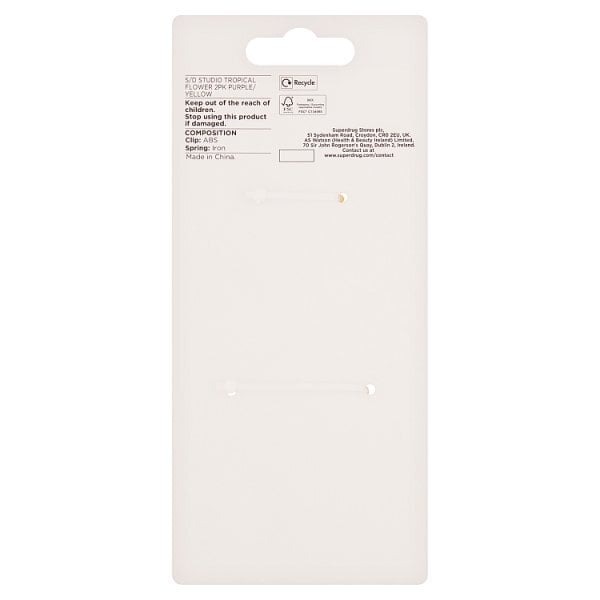 Studio London Flower Hair Clips 2 Pack Purple & Yellow