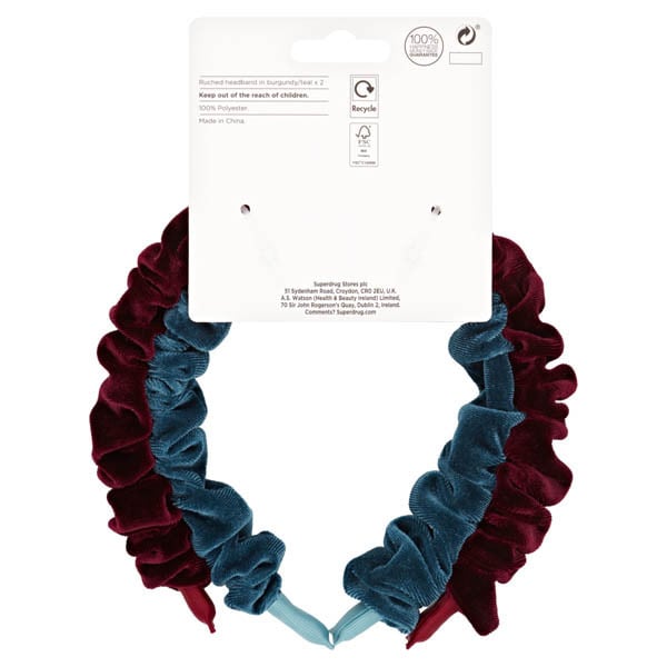 Studio Ruched Headband 2pk In Burgundy/Teal