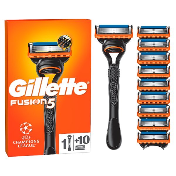 Gillette Fusion Value Pack, Razor + 10 Razor Blades