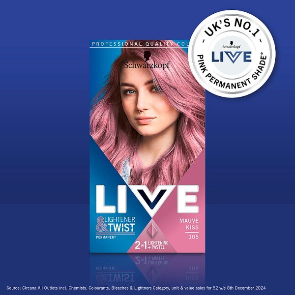 LIVE Lightener + Twist Permanent Pink Hair Dye Mauve Kiss