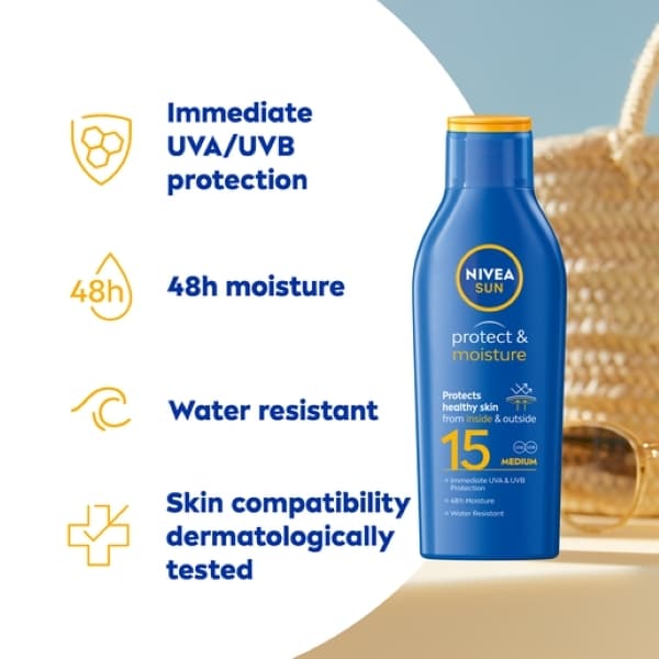 NIVEA SUN Suncream Lotion Protect & Moisture SPF15 200ml