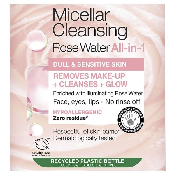 Garnier Micellar Rose Water Gentle face Cleanser & Makeup Remover Cleanse & Glow Formula 400ml