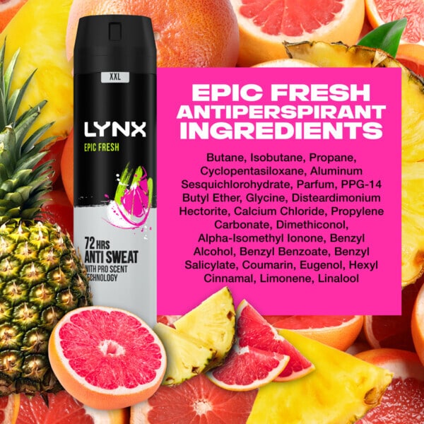 Lynx Antiperspirant Deodorant Aerosol Epic Fresh 250ml