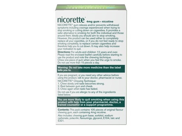 Nicorette® Original 4mg Nicotine Gum 105s (Stop Smoking)