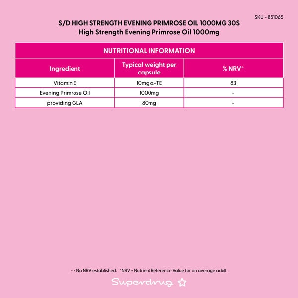 Superdrug High Strength Evening Primrose Oil 1000mg 30s