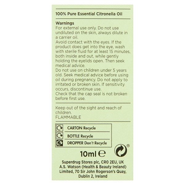 Superdrug Habitual Pure Citronella Essential Oil 10ml