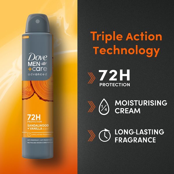 Dove Men+Care Sandalwood + Vanilla Anti-Perspirant Aerosol 200ml
