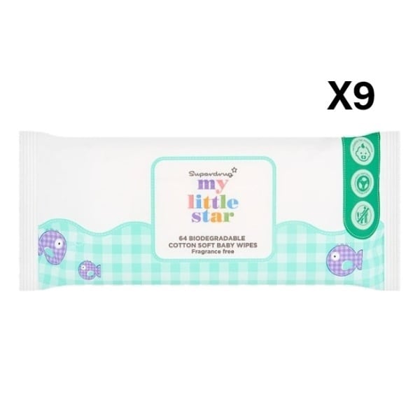 Superdrug My Little Star Baby Wipes Fragrance Free Bio x9 Bundle