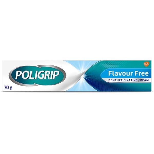 Poligrip Denture Fixative Cream Flavour Free 70g