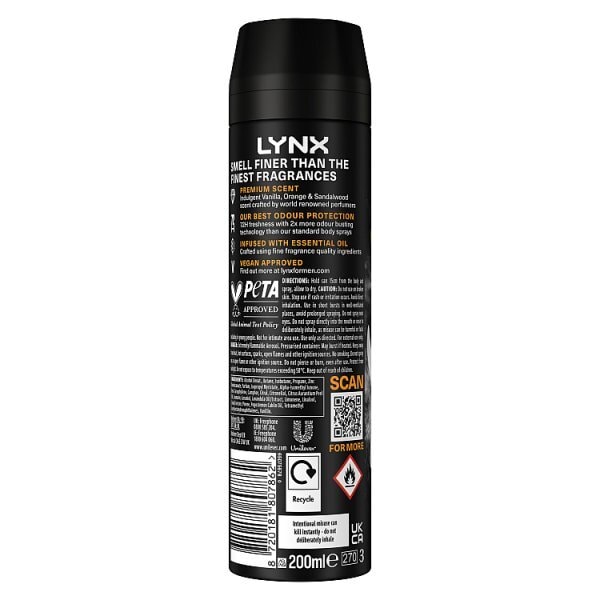 Lynx Fine Fragrance Collection Black Vanilla Body Spray 200Ml