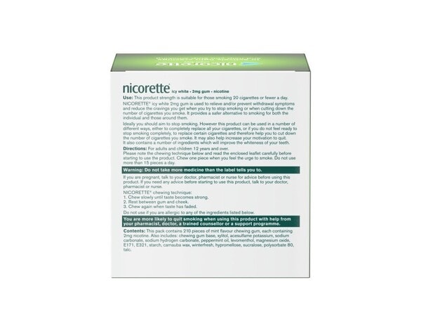 Nicorette® Icy White 2mg Nicotine Gum 210s (Stop Smoking)