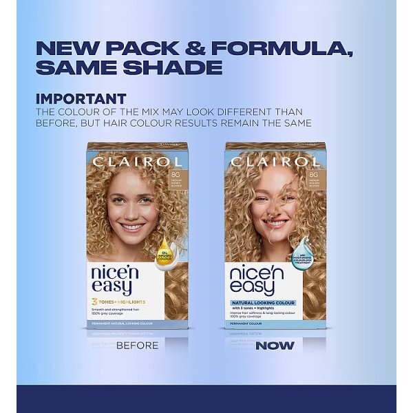 Clairol Nice'N Easy Crème Permanent Hair Dye 8G Medium Golden Blonde