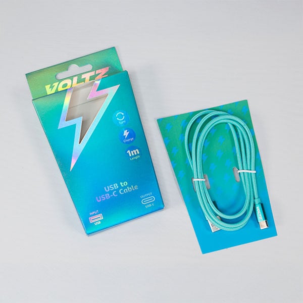 Voltz Usb To Usb-C Cable Turquoise