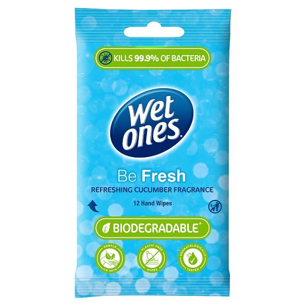 Wet Ones Antibacterial Biodegradable Hand Wipes x12