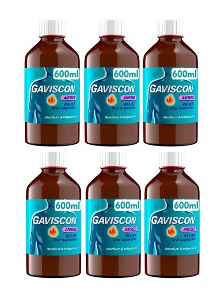 Gaviscon Liquid Heartburn & Indigestion Aniseed 600ml x 6