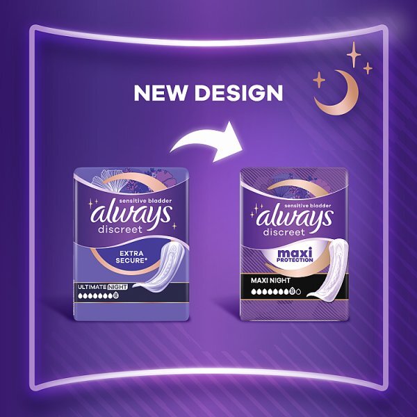 Always Discreet Incontinence Pads Plus Ultimate Night X12