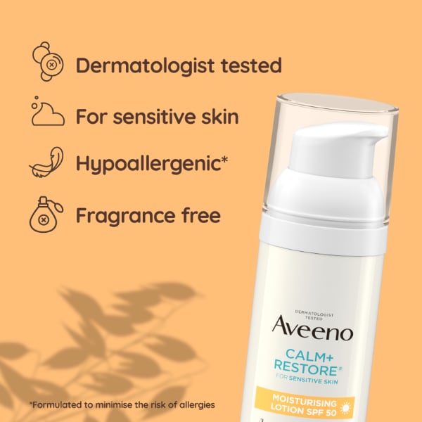 Aveeno Face Calm+Restore Moisturising Lotion  Spf50 50Ml