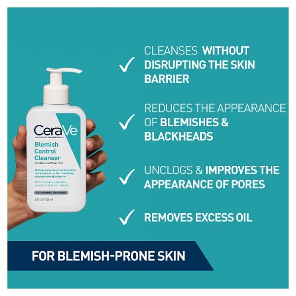 CeraVe Blemish Control Cleanser with Salicylic Acid & Niacinamide for Blemish-Prone Skin 236ml