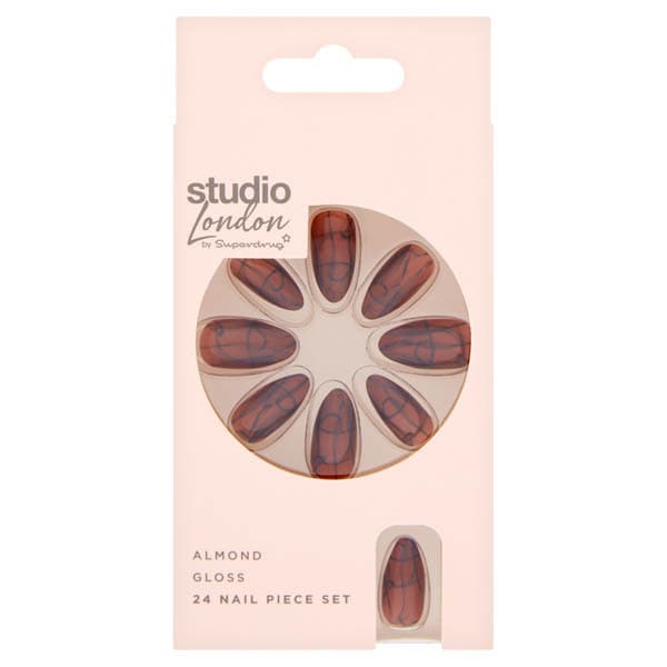 Superdrug Studio Texture Clear False Nails Brown
