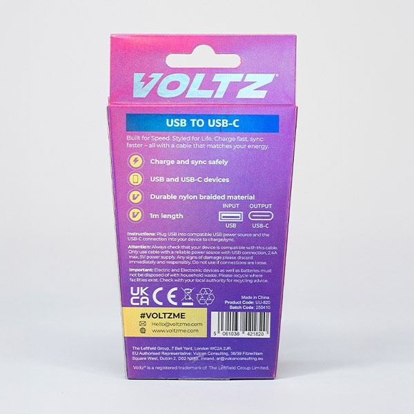 Voltz Usb To Usb-C Cable Purple