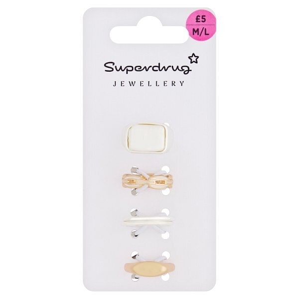 Superdrug Mixed Metals Pearlescent Ring 5Pk M/L