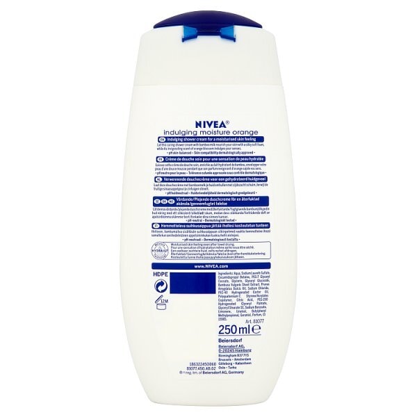 NIVEA Shower Cream Gel, Indulgent Moisture Orange, 250ml